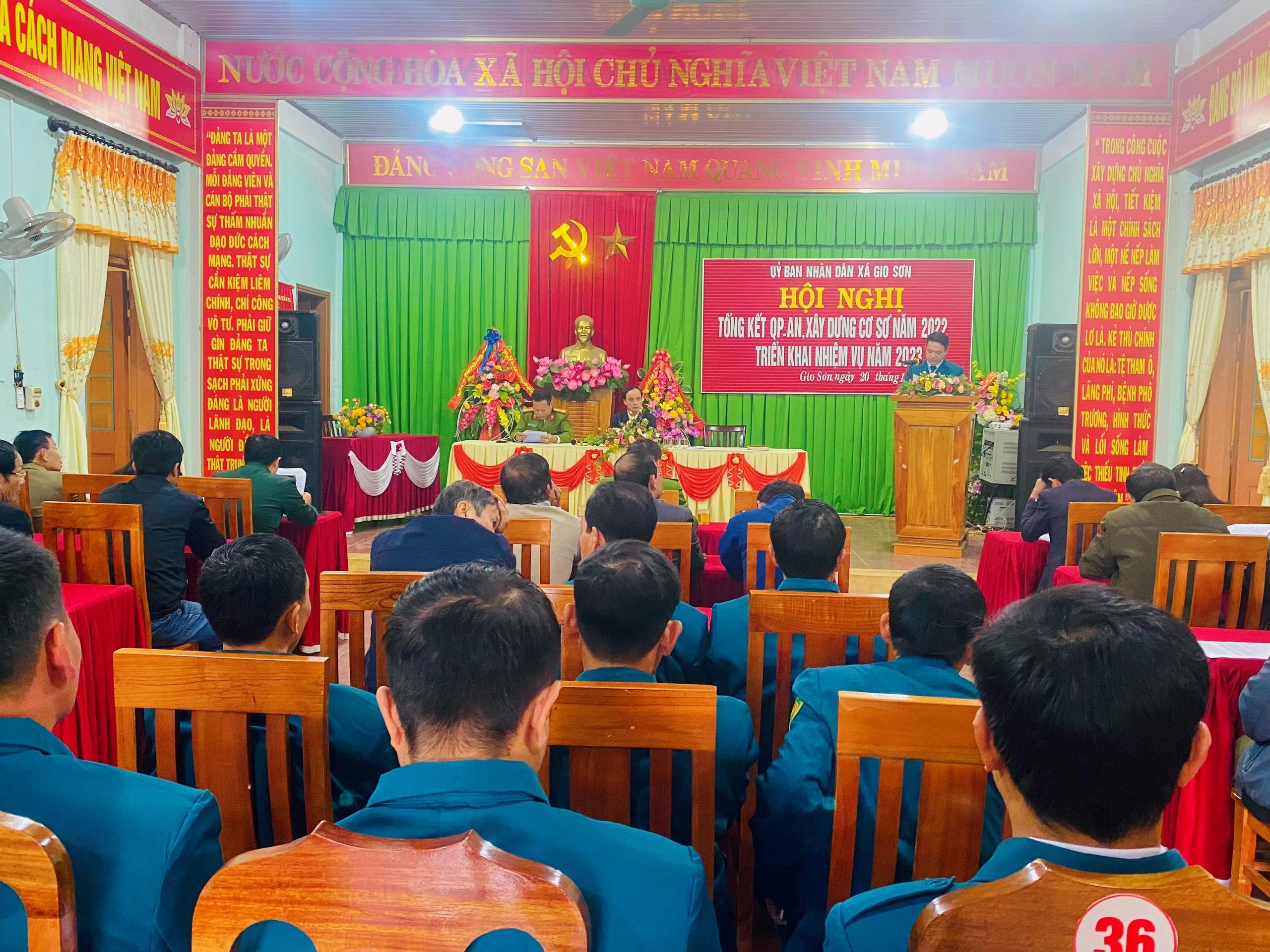UBND xã Gio Sơn tổ chức Hội nghị tổng kết công tác Quốc phòng - An ninh năm 2022